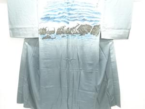 アンティーク　波模様単衣男物長襦袢